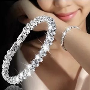 Crystal Diamond Heart Tennis Bling Bracelet 7"